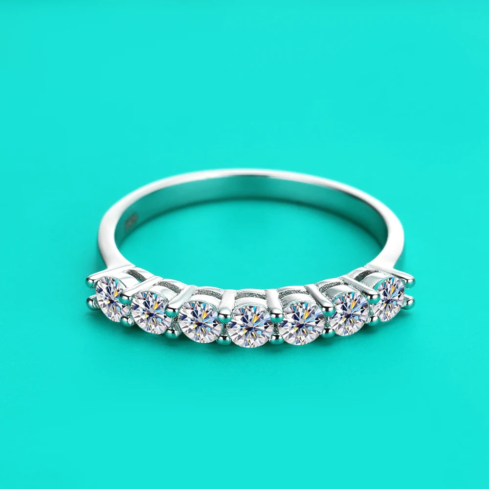 3mm Moissanite Ring s925 Sterling Sliver Plated 18k White Gold Eternity Band Engagement Ring