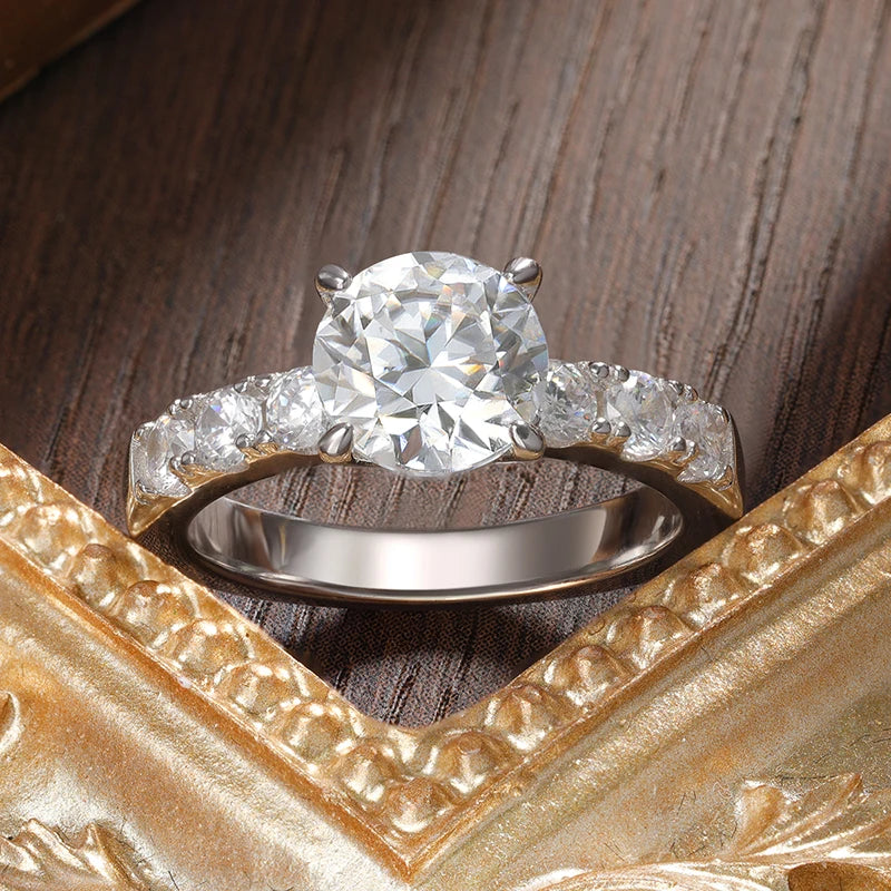 D VVS1 2ct Moissanite Rings Engagement Wedding Brilliant Lab Diamond Band with GRA s925 Sterling Silver Ring
