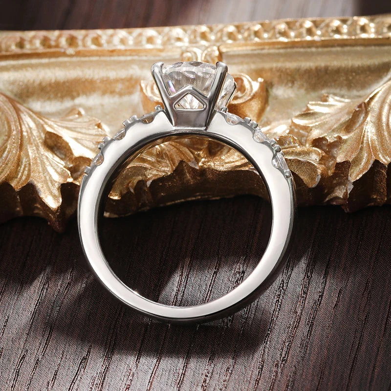 D VVS1 2ct Moissanite Rings Engagement Wedding Brilliant Lab Diamond Band with GRA s925 Sterling Silver Ring