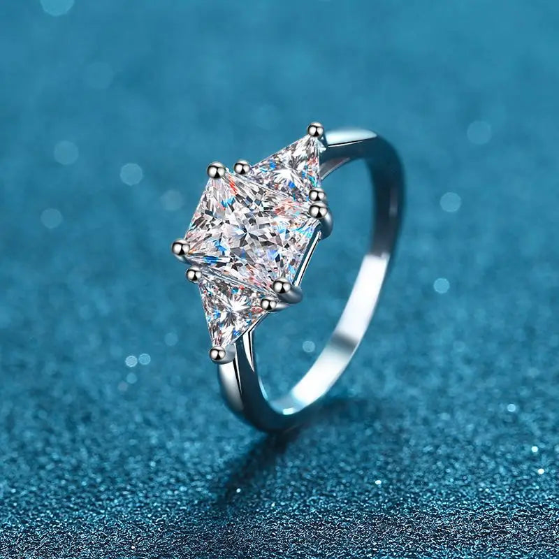 3ct Radiant Moissanite Ring s925 Sterling Sliver Plated 18k White Gold Wedding Engagement Fine Jewelry Rings For Woman