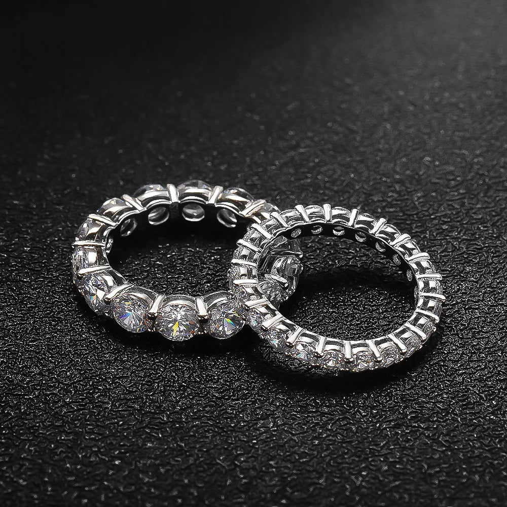 5mm 7ct D Color Moissanite Ring 925 Sliver Plated with White Gold Wedding Band Engagement Ring