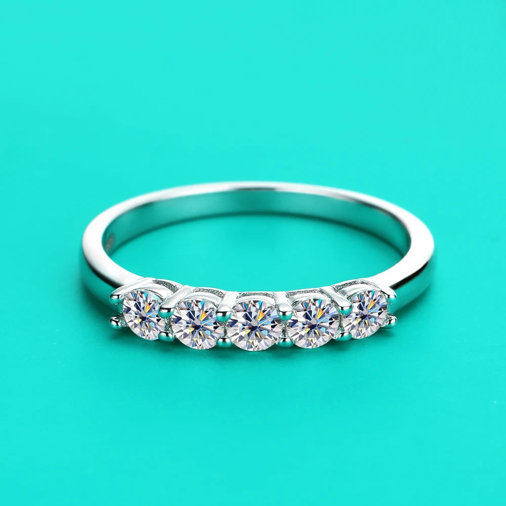 3mm Moissanite Ring s925 Sterling Sliver Plated 18k White Gold Eternity Band Engagement Ring