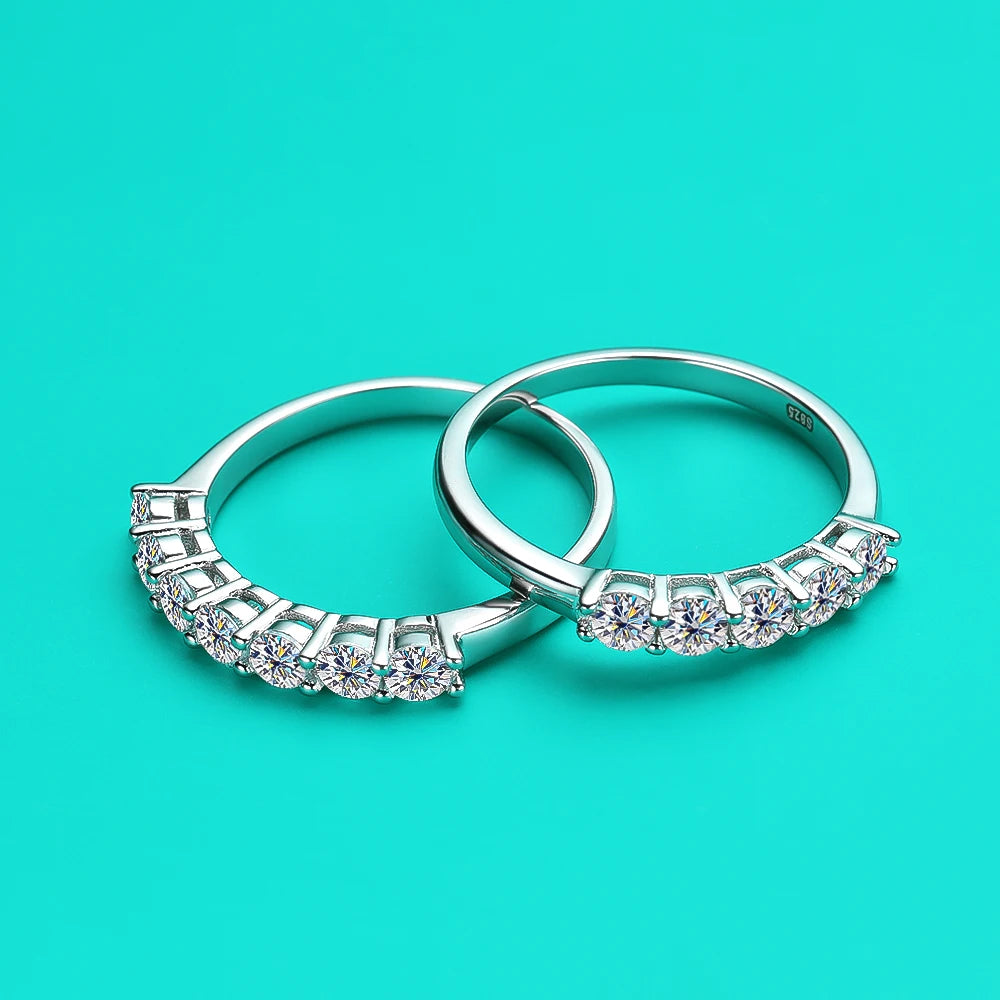 3mm Moissanite Ring s925 Sterling Sliver Plated 18k White Gold Eternity Band Engagement Ring