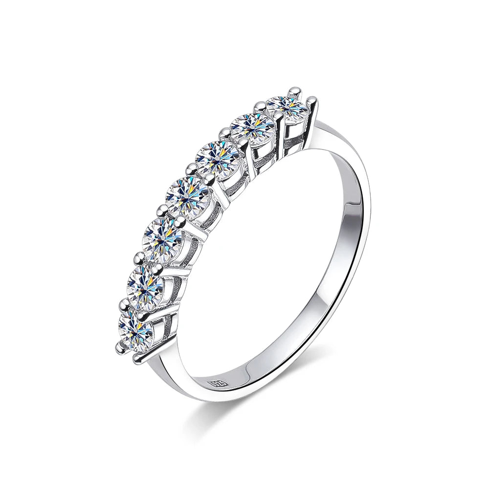 3mm Moissanite Ring s925 Sterling Sliver Plated 18k White Gold Eternity Band Engagement Ring