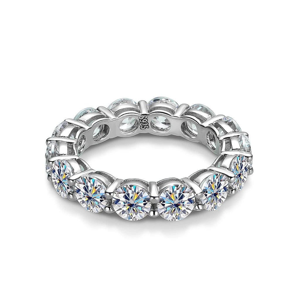 5mm 7ct D Color Moissanite Ring 925 Sliver Plated with White Gold Wedding Band Engagement Ring