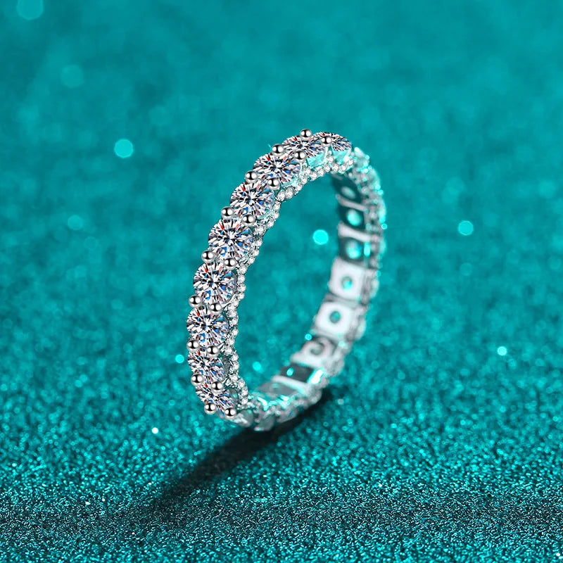 2.5ct D Color Moissanite Ring with GRA 925 Sterling Sliver Plated 18k White Gold Wedding Band