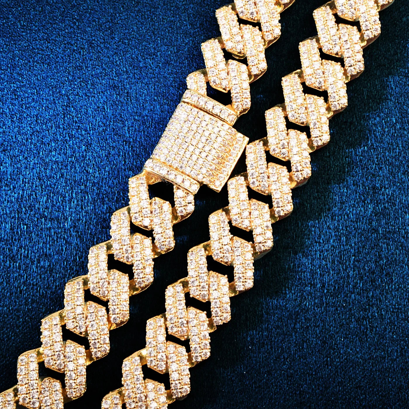 14mm Miami Cuban Chain Necklace For Men Iced Out Zircon Hip Hop Link Gold Color Fashion Rock Jewelry
