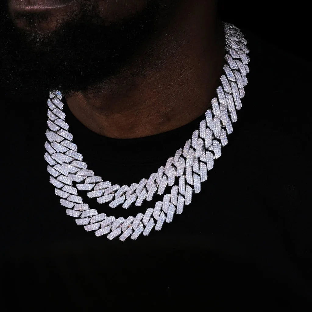 20mm Cuban Link Chain for Men Iced Out Choker Necklace Prong Setting Cubic Zirconia Big Heavy Chunky Hip Hop Jewelry