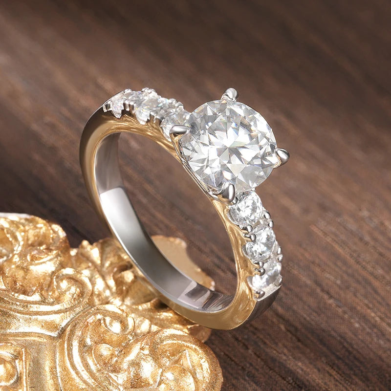 D VVS1 2ct Moissanite Rings Engagement Wedding Brilliant Lab Diamond Band with GRA s925 Sterling Silver Ring