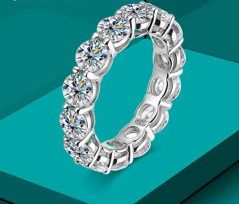 5mm 7ct D Color Moissanite Ring 925 Sliver Plated with White Gold Wedding Band Engagement Ring