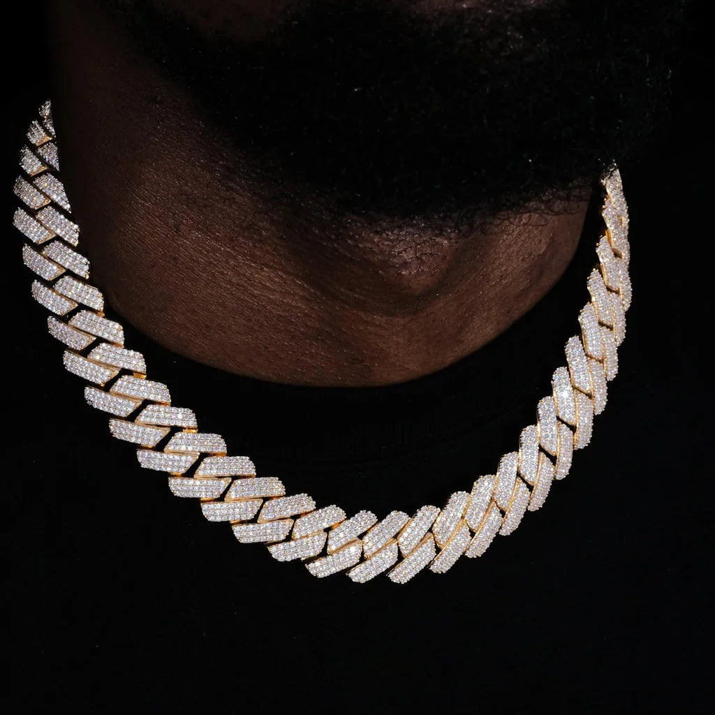 20mm Cuban Link Chain for Men Iced Out Choker Necklace Prong Setting Cubic Zirconia Big Heavy Chunky Hip Hop Jewelry