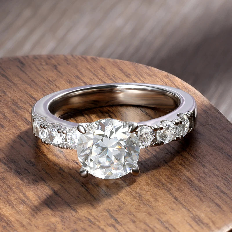 D VVS1 2ct Moissanite Rings Engagement Wedding Brilliant Lab Diamond Band with GRA s925 Sterling Silver Ring
