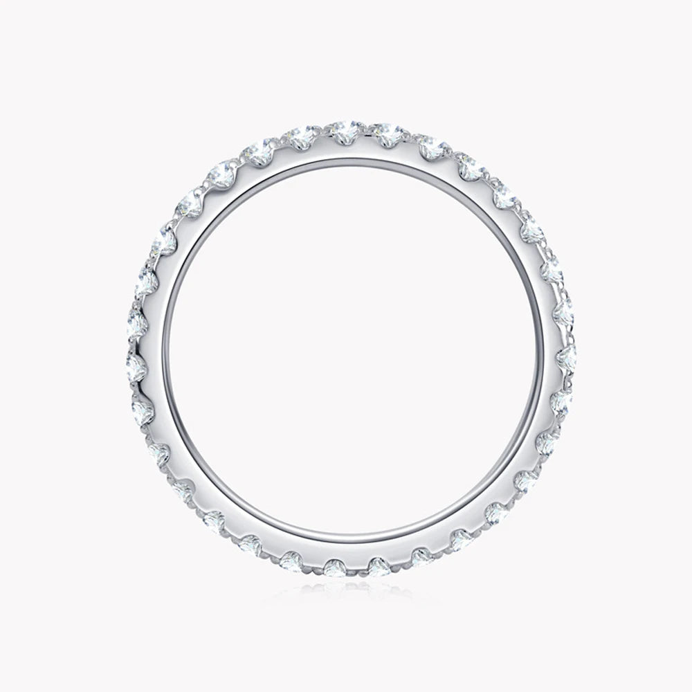 2mm Moissanite Ring 925 Sterling Sliver Solid 18k White Gold Eternity Band Wedding Engagement Rings