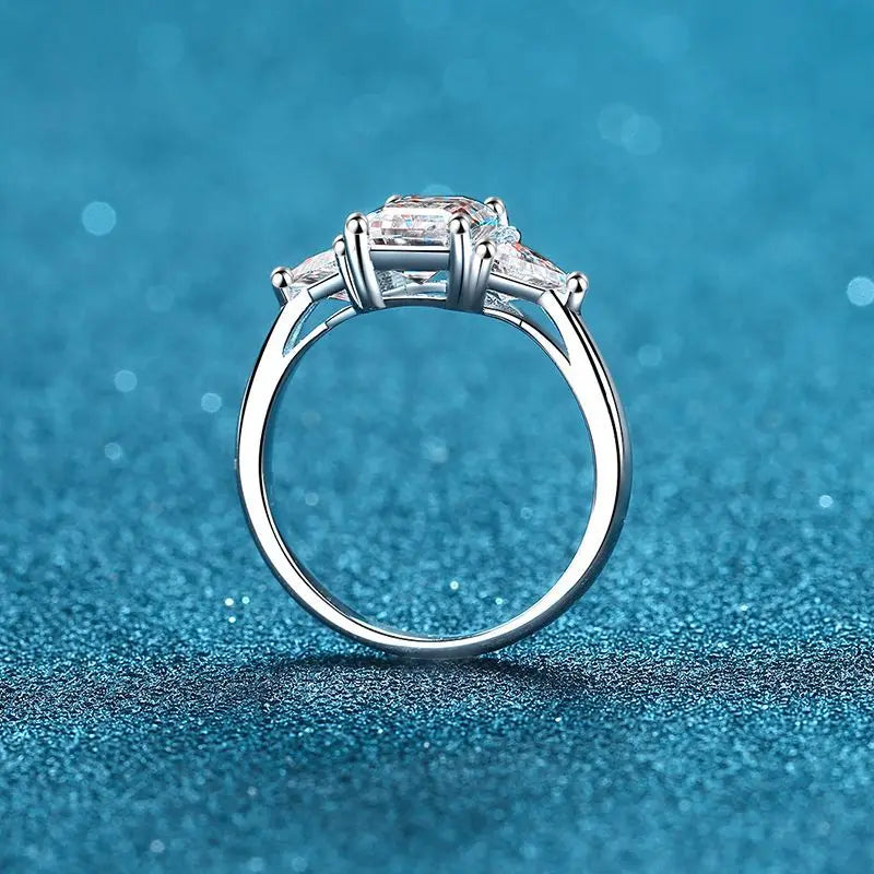 3ct Radiant Moissanite Ring s925 Sterling Sliver Plated 18k White Gold Wedding Engagement Fine Jewelry Rings For Woman