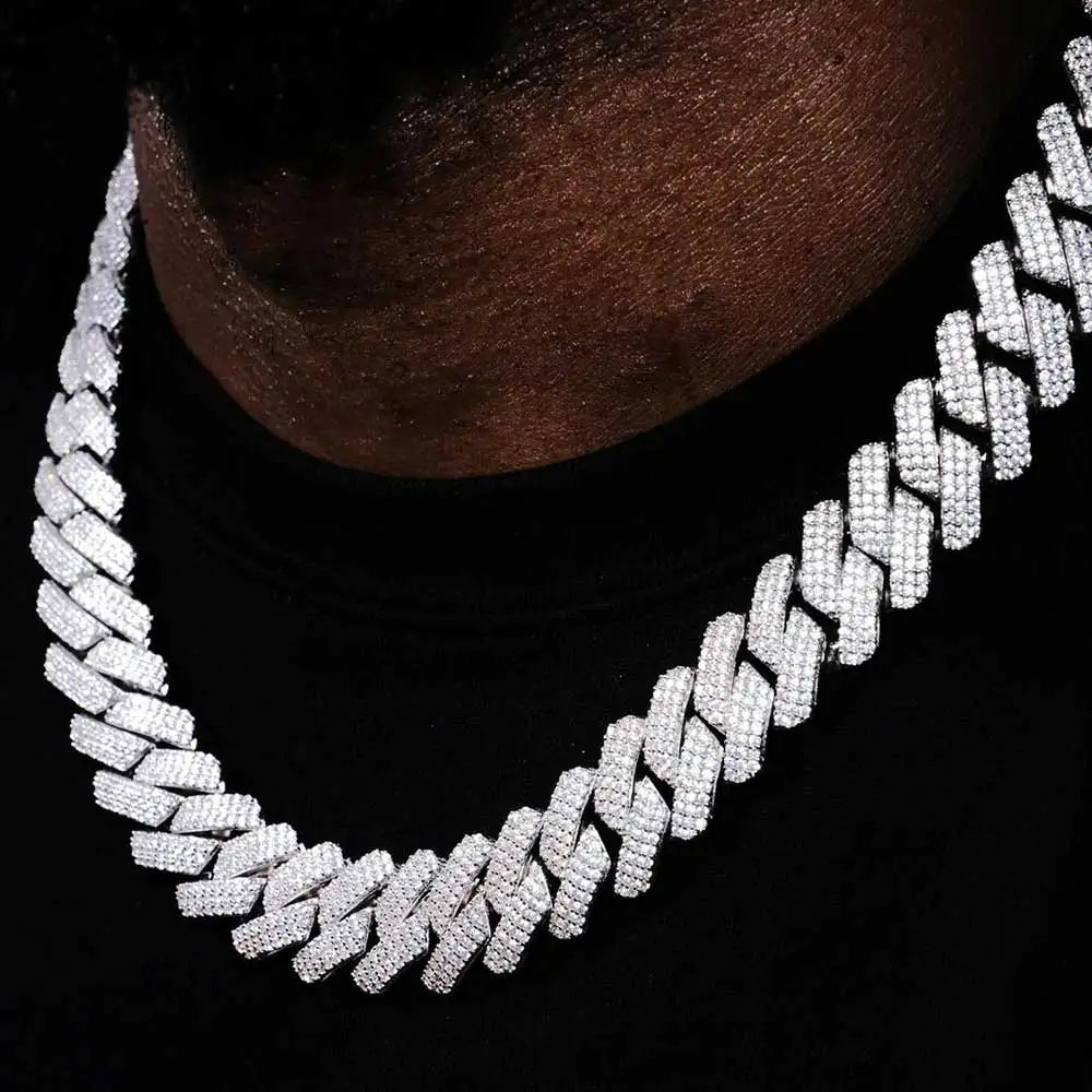 20mm Cuban Link Chain for Men Iced Out Choker Necklace Prong Setting Cubic Zirconia Big Heavy Chunky Hip Hop Jewelry