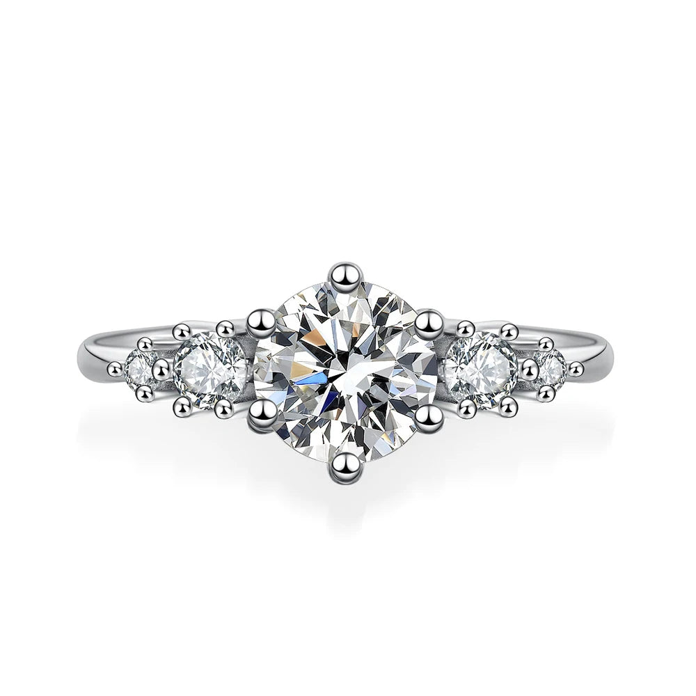 1CT D Color Moissanite ring with zircon accent stones.