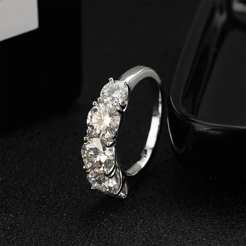 5 Stone 3.6CT Moissanite Ring 925 Sterling Sliver Wedding Ring