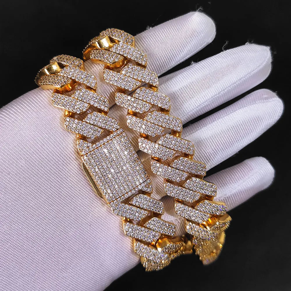 20mm Cuban Link Chain for Men Iced Out Choker Necklace Prong Setting Cubic Zirconia Big Heavy Chunky Hip Hop Jewelry