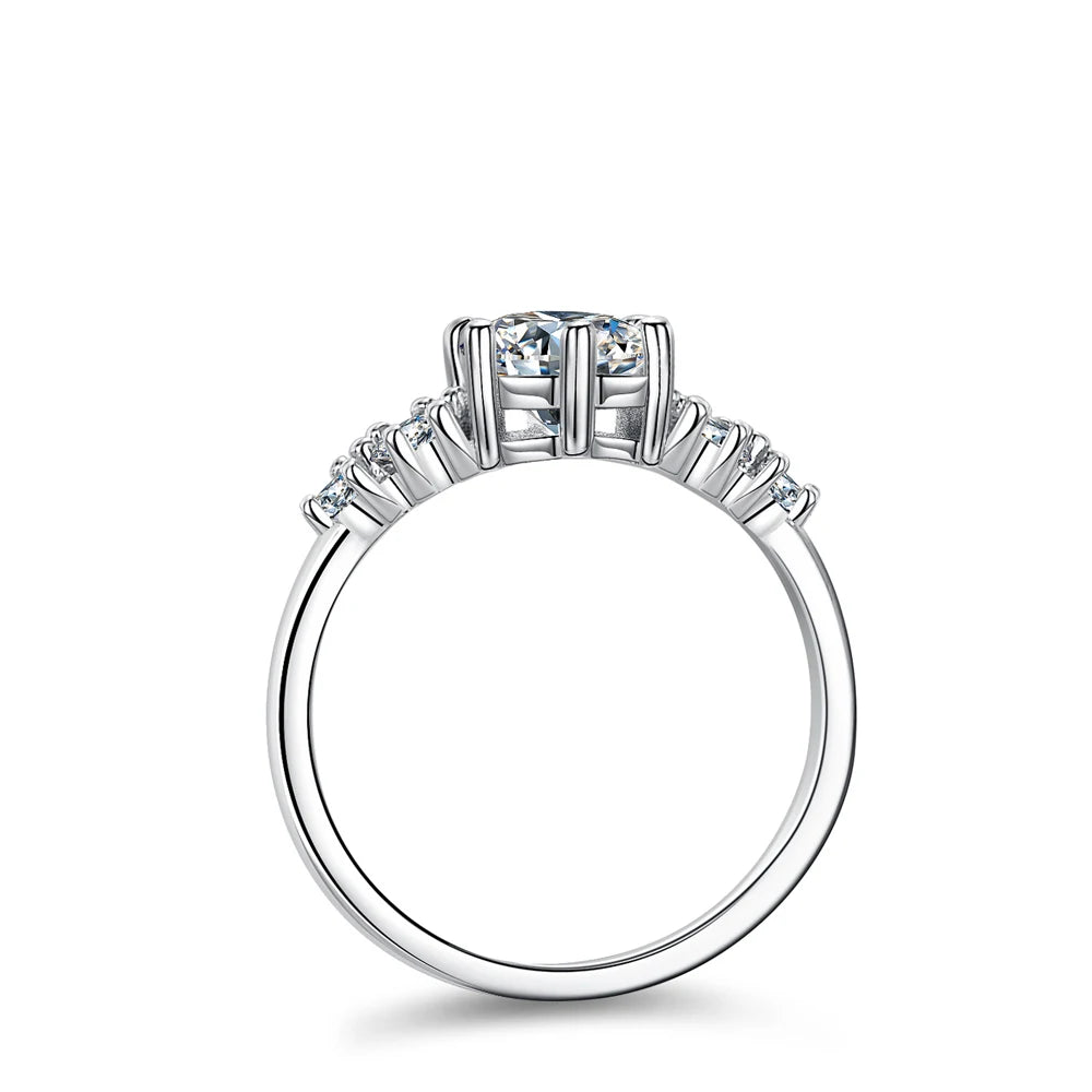 1CT D Color Moissanite ring with zircon accent stones.