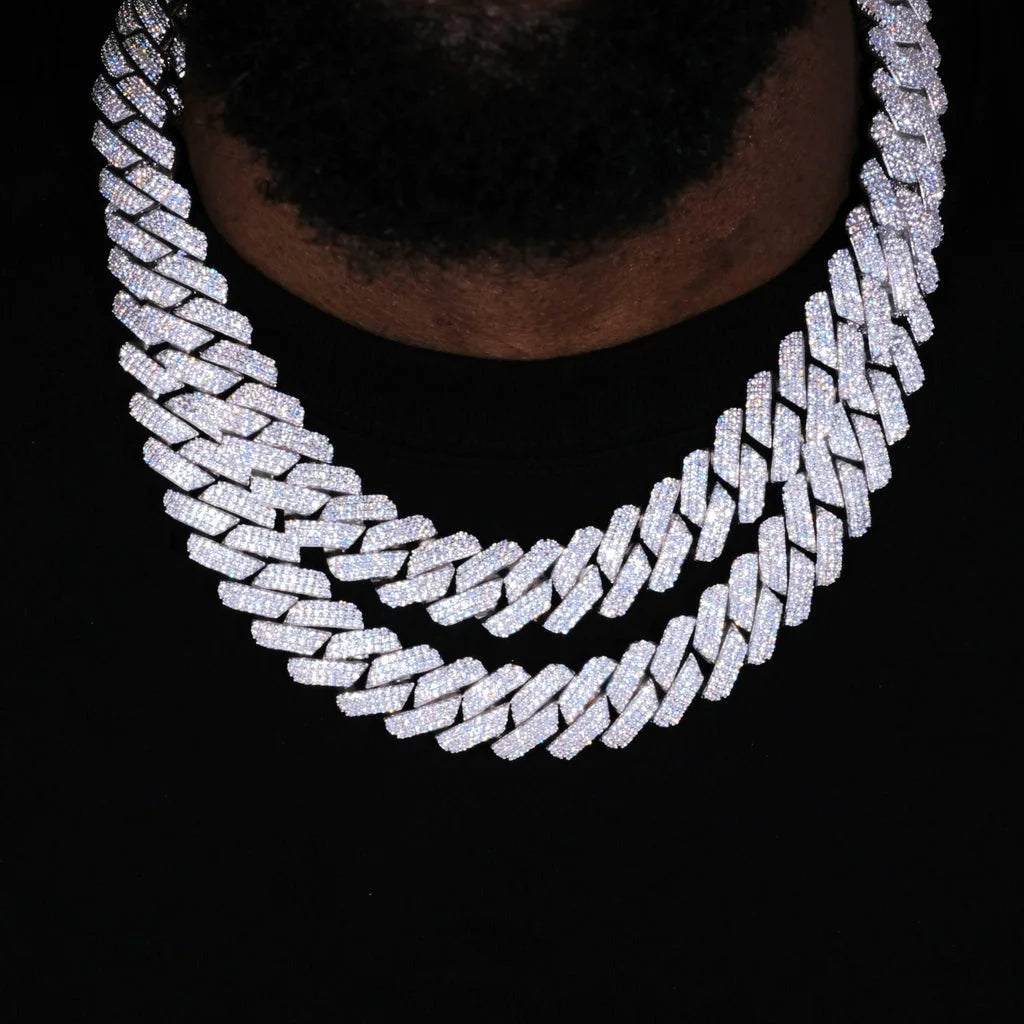 20mm Cuban Link Chain for Men Iced Out Choker Necklace Prong Setting Cubic Zirconia Big Heavy Chunky Hip Hop Jewelry