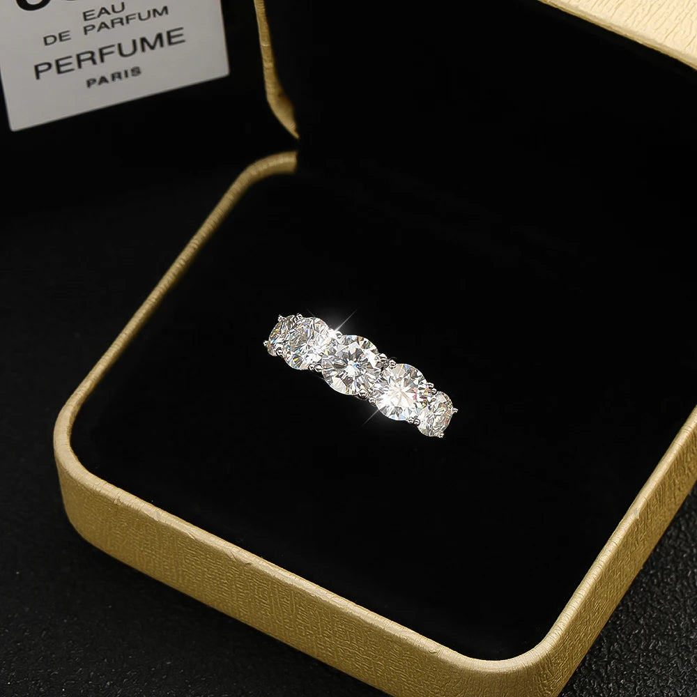 5 Stone 3.6CT Moissanite Ring 925 Sterling Sliver Wedding Ring