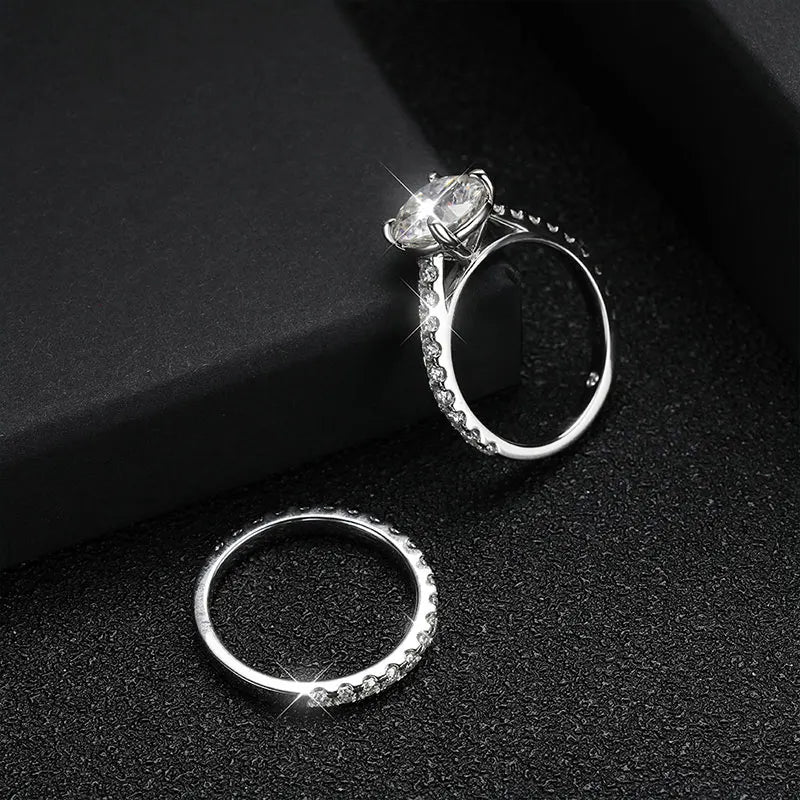 Moissanite Rings D VVS1 Bridal Sets with GRA s925 Sterling Sliver Plated 18k Eternity Band