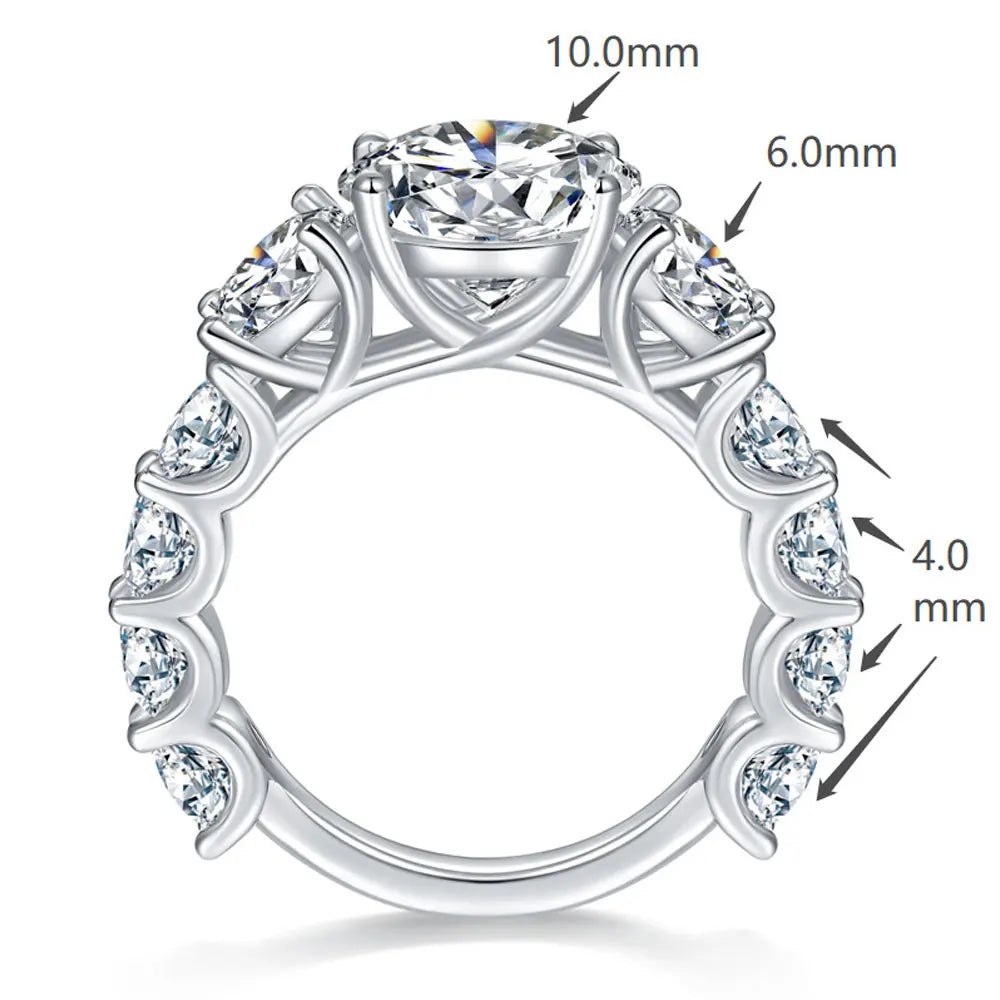 8ct D Color All Moissanite Ring s925 Sliver Plated 18k White Gold Wedding Band Engagement Rings