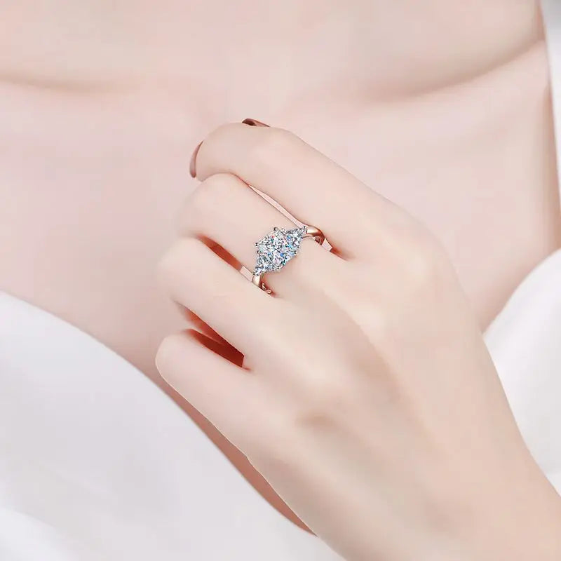 3ct Radiant Moissanite Ring s925 Sterling Sliver Plated 18k White Gold Wedding Engagement Fine Jewelry Rings For Woman