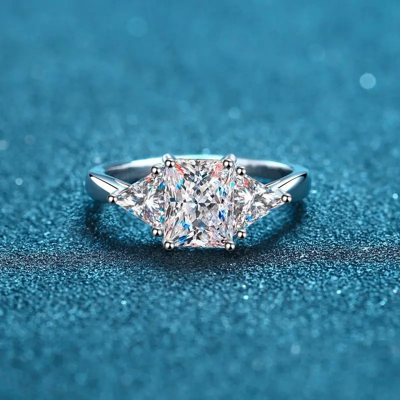 3ct Radiant Moissanite Ring s925 Sterling Sliver Plated 18k White Gold Wedding Engagement Fine Jewelry Rings For Woman
