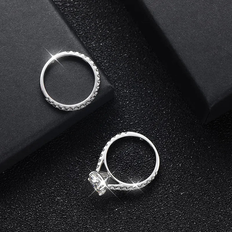 Moissanite Rings D VVS1 Bridal Sets with GRA s925 Sterling Sliver Plated 18k Eternity Band